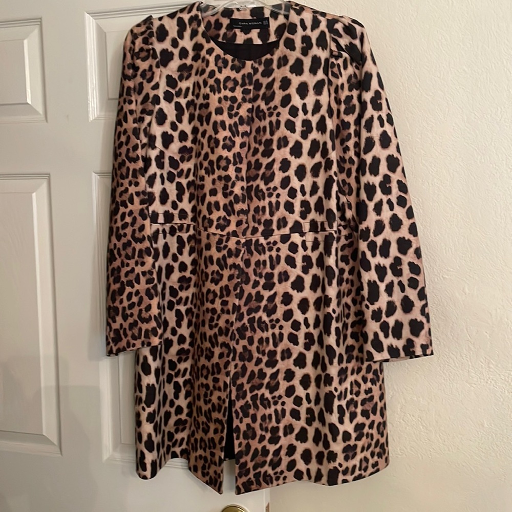 Zara leopard print pea coat